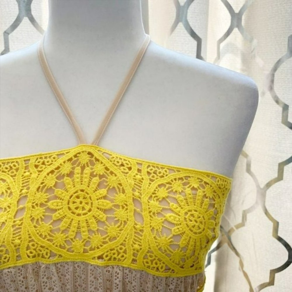Foxiedox Yellow Floral Lace Mia Halter Dress - Picture 3 of 11